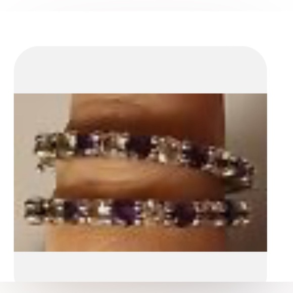 Silver Hoop Earrings W/10 Round
Amethyst & 10 CZ Round Stones - Picture 1 of 5